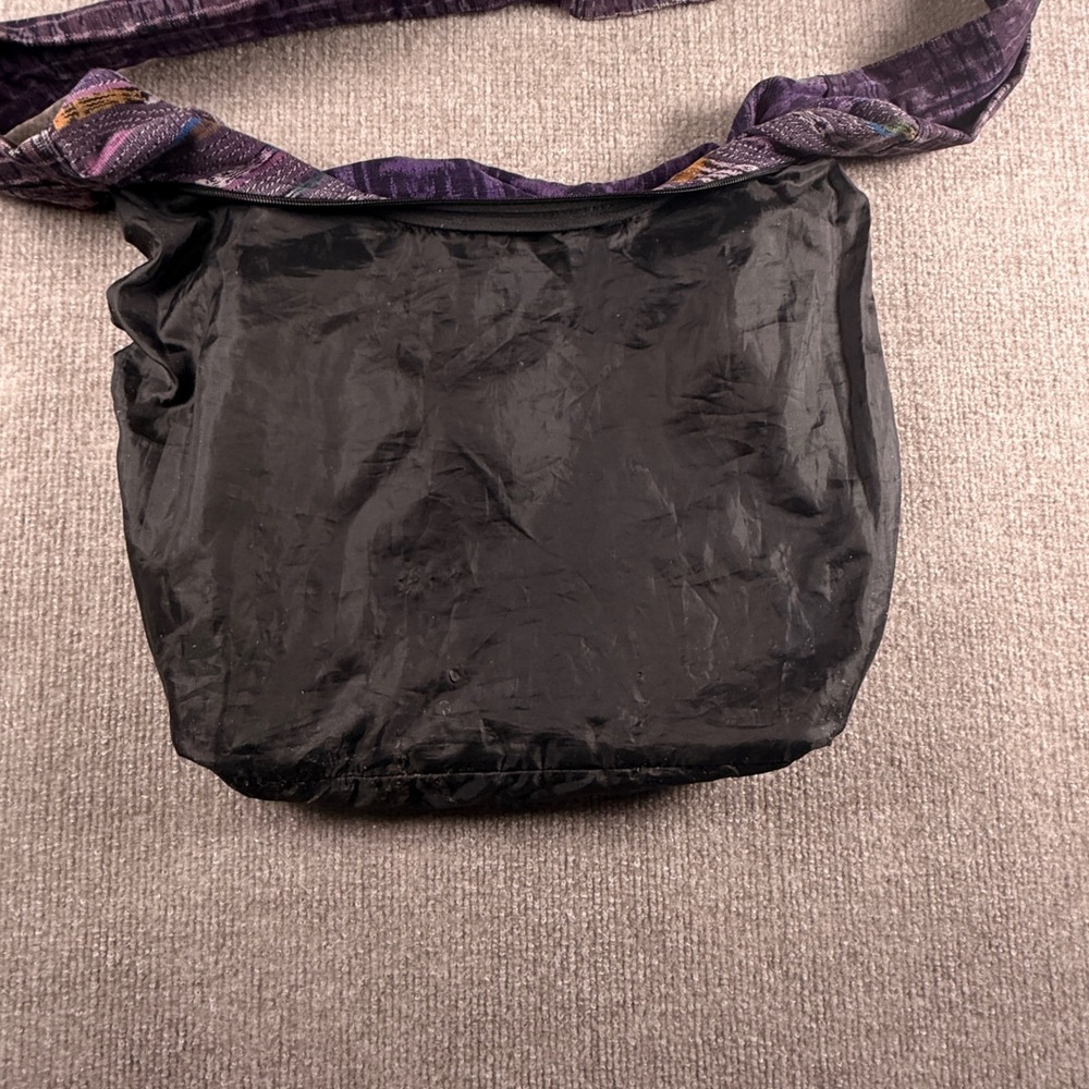 Purple Boho Embroidered Hobo Bag Woven Ikat Festival Crossbody Shoulder Bag - Picture 9 of 11